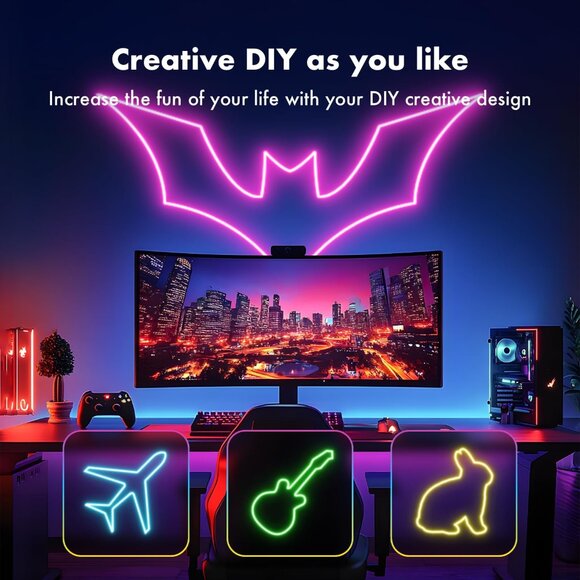 Neon Rope Lights 32.8FT RGB LED Strip Lights App Control Remote - Picture 6 of 7